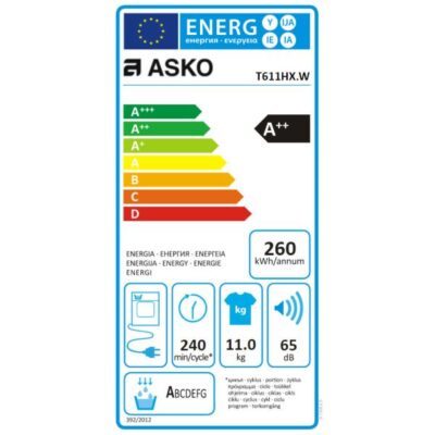 sèche linge frontal 11kg avec générateur de vapeur asko t611hxw