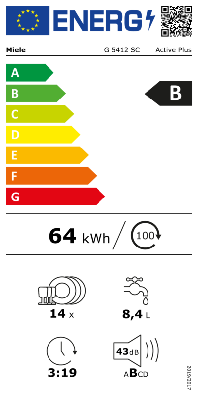 lave vaisselle active plus blanc laqué, séchage optimal grâce au séchage autoopen. miele g 5412 sc