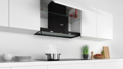 série 4, hotte design intégré, 90 cm, clear glass bosch dbb96af60