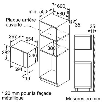 série 4, micro ondes intégrable, noir bosch bfl523mb1f