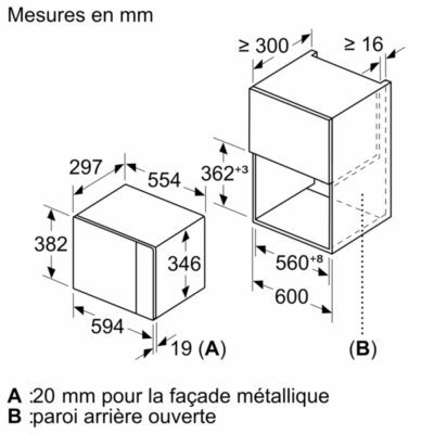 série 4, micro ondes intégrable, noir bosch bfl523mb1f