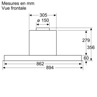 série 4, hotte design intégré, 90 cm, clear glass bosch dbb96af60