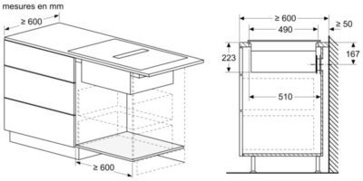 table induction aspirante série 4, 60 cm, sans cadre pvs611b16e