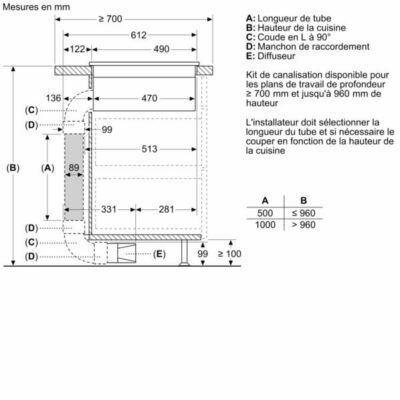 table induction aspirante série 4, 60 cm, sans cadre pvs611b16e