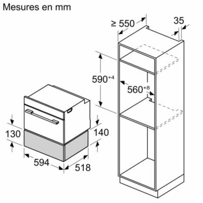 tiroir chauffant bosch serie 8, 60 x 14 cm, noir bic7101b1f