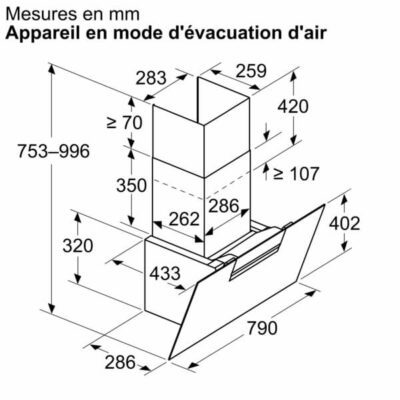 iq300, hotte murale, 80 cm, noir avec finition en verre lc87kfn60