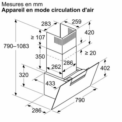 iq300, hotte murale, 80 cm, noir avec finition en verre lc87kfn60