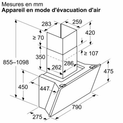 iq500, hotte murale, 80 cm, blanc avec finition en verre lc81kan20