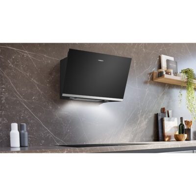 hotte siemens iq500 80 cm, noir avec finition en verre lc81jan60