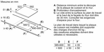 table à induction série 4, 60 cm, noir, sans cadre pvq611bb6e