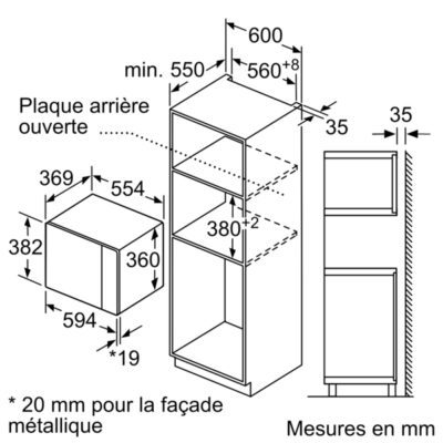 micro ondes bosch série 6, 59 x 38 cm, inox bfl554ms1f