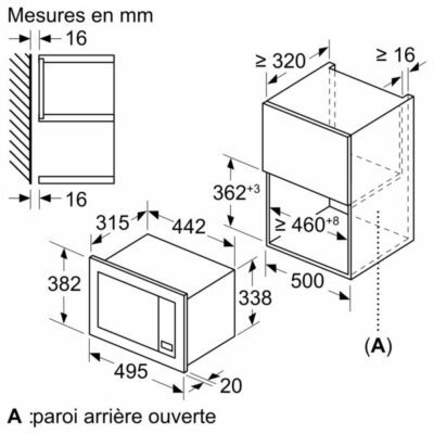 micro ondes bosch intégrable, série 2, noir bfl523mb3f