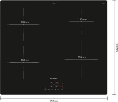 table à induction siemens iq100, 60 cm, noir, sans cadre eu611beb5h