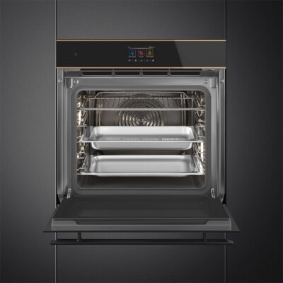 four 60 cm vapor clean noir combiné vapeur esthétique dolce stil novo smeg so6604s4pnr