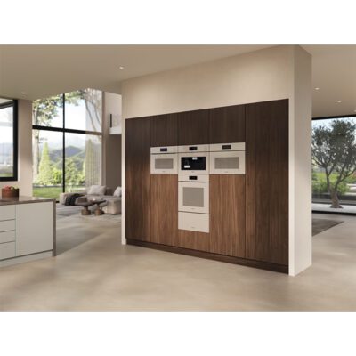 four combiné micro ondes miele sans poignée h 7840 bmx pearlbeige avec thermosonde.