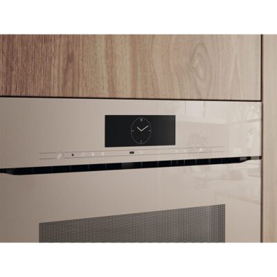 four combiné micro ondes miele sans poignée h 7840 bmx pearlbeige avec thermosonde.