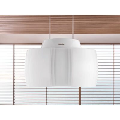 hotte pour îlot design miele da 7378 d aura 4.0 ambient blanc brillant