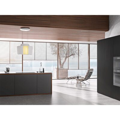 hotte pour îlot design miele da 7378 d aura 4.0 ambient blanc brillant