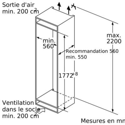 congélateur n 70, 177.2 x 55.8 cm, charnières pantographes softclose neff gi7813ce0