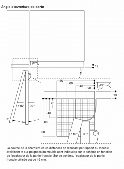 combiné réfrigérateur congélateur vario 212.5 x 75.6 cm charnières pantographes softclose gaggenau rb472305