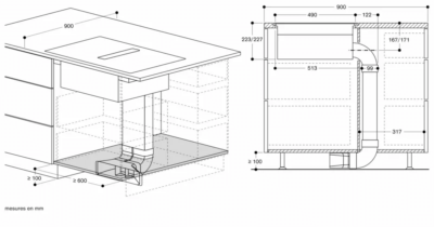 série 200 table de cuisson flex induction avec système de ventilation intégré 80 cm gaggenau cv282101