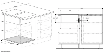 série 200 table de cuisson flex induction avec système de ventilation intégré 80 cm gaggenau cv282101